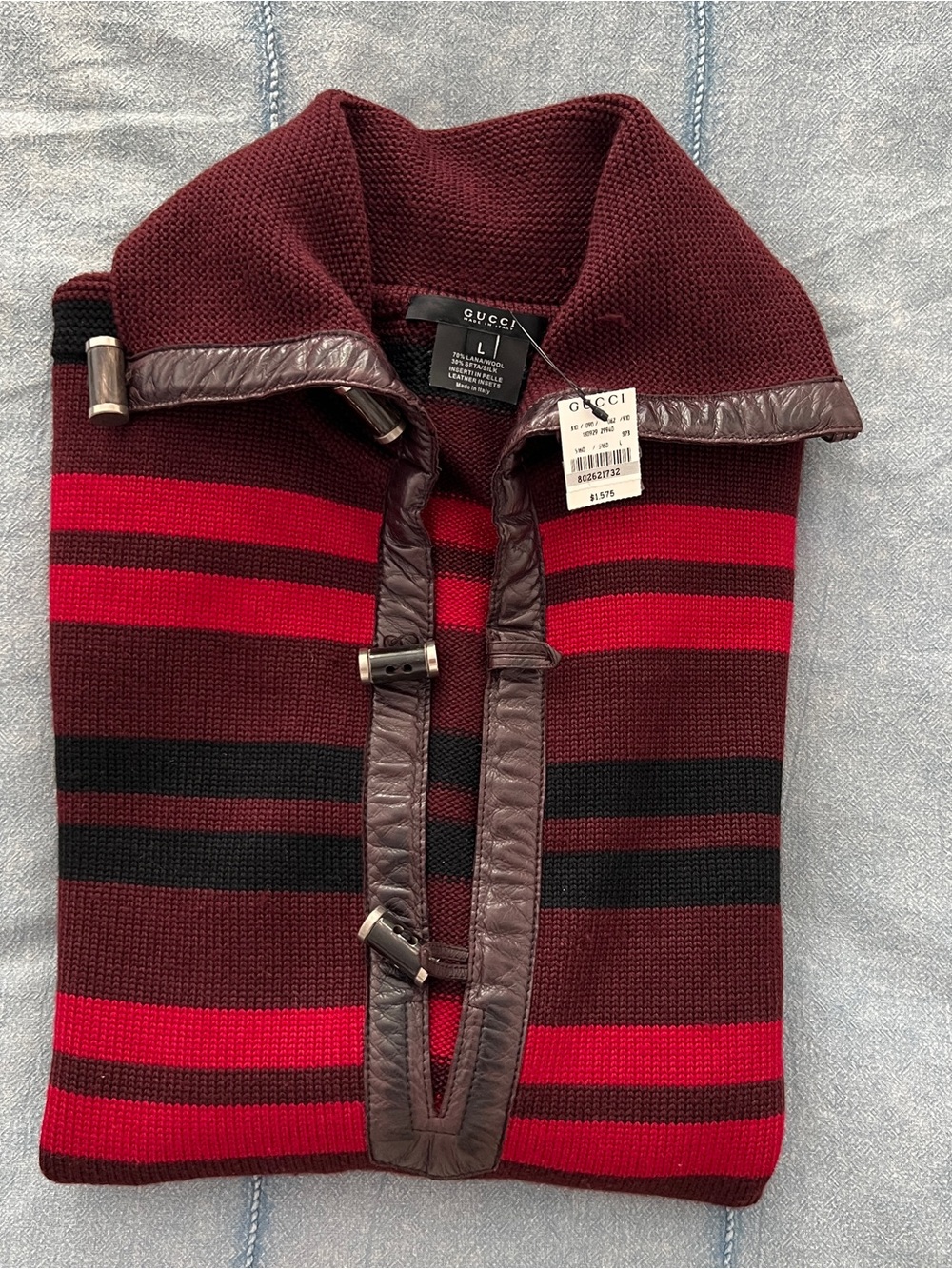 Gucci Men’s Striped Wool Sweater — Size L (New With $1,575 Tag)